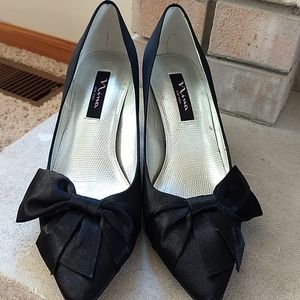 Nina Black Satin Cocktail Shoes
